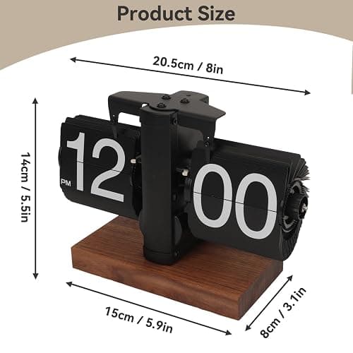 Cyrank Flip Clock Desk, Retro Digital Flip Down Clock Flip Digital Clock Mechanical Clock Flip Clock Vintage Automatic Turning Tube Clock Auto Flip Desk for Home Room Office Decoration(Black A) thumbnail 2