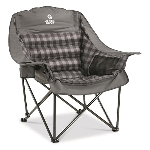 Guide Gear Oversized XL Comfort Padded Camping Chair, 400-lb. Capacity. - Gray Plaid - Image 1