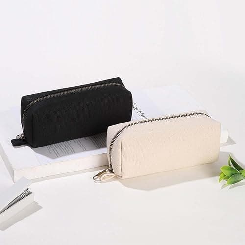 YONBEN Pencil Case Durable Cotton Canvas Pouch Bag for Pens Stylish and soft (Beige) thumbnail 8