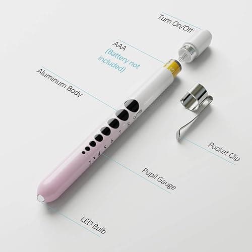 CAVN Pen Light with Pupil Gauge LED Penlight for Nurses Doctors, 2 Pcs Reusable Medical Penlight for Nursing Students, Gradient Pink and Blue thumbnail 2