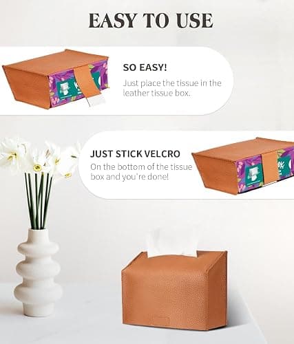Livelab Paper Towels Cover Compatible with Kleenex Disposable Paper Hand Towels, PU Leather Tissue Box Holder Dispenser for Tabletop, Bathroom, Car, Office (Brown) thumbnail 4