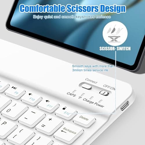 Bluetooth Keyboard for iPad 10th Generation, iPad Pro 13/12/11/10/9/8/7 inch, iPad Air 13/11th Gen, iPad mini, Samsung Xiaomi Tablets - Slim Wireless Portable Travel Office Computer Accessories thumbnail 5