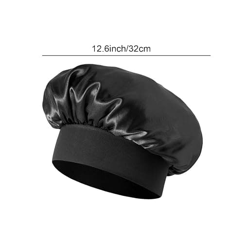 Wesoke Womens Sleep Cap 2 Stück Satin Motorhaube Seidenhauben zum Schlafen, Frauen Haarhaube für lockige Haarzöpfe, große Schlafkappe Wiederverwendbare Badduschhaube für Frauen Männer (Schwarz) thumbnail 2