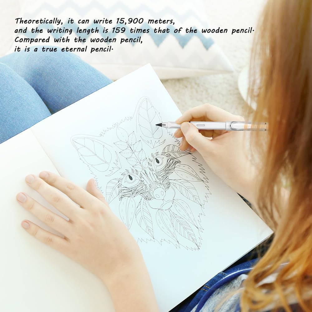 Ainiv 6pcs Ink Free Magic Pencils for Eternal Pens with Replaceable Nib, Endless Reusable Pen for Writing Drawing with Extra 8 Interchangeable Tips, School Supplies for Home Office thumbnail 5