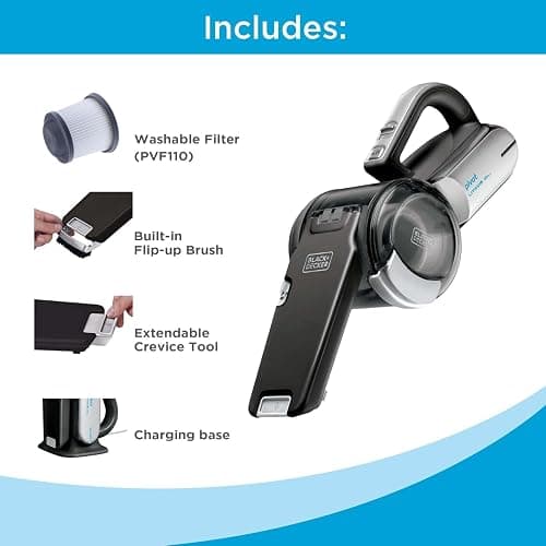 BLACK+DECKER dust buster PIVOT VAC Handheld Vacuum Cordless, Car Vacuum Portable Rechargeable, Extendible Crevice Tool and 200 Degree Pivoting Nozzle, Strong Suction, Lightweight (BDH2000PL) thumbnail 3