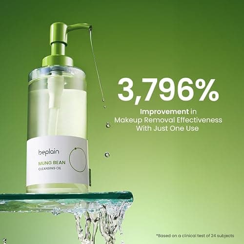 beplain Mung Bean Cleansing Oil Makeup Remover, Sensitive Skin, 6.76 fl oz | Fragrance-Free, Non-Comedogenic Tested, Makeup Blackhead Remover & Deep Pore Cleanser, Cleansing Korean Skincare thumbnail 4