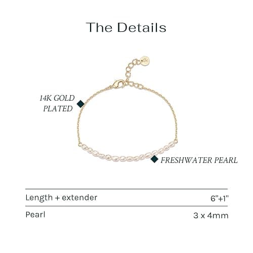 PAVOI 18K Gold Plated Beaded Freshwater Cultured Pearl Bracelet for Women | Dainty Bracelet with Pearl Beads thumbnail 3