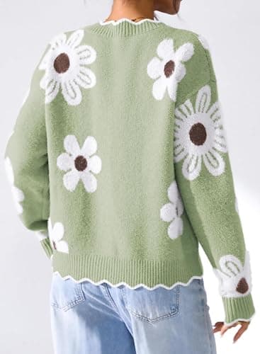 Pink Queen Fuzzy Sweater Cardigan for Women 2025 Fashion Long Sleeve Flower Outerwear Button Down Open Front Cardigan Coat thumbnail 3