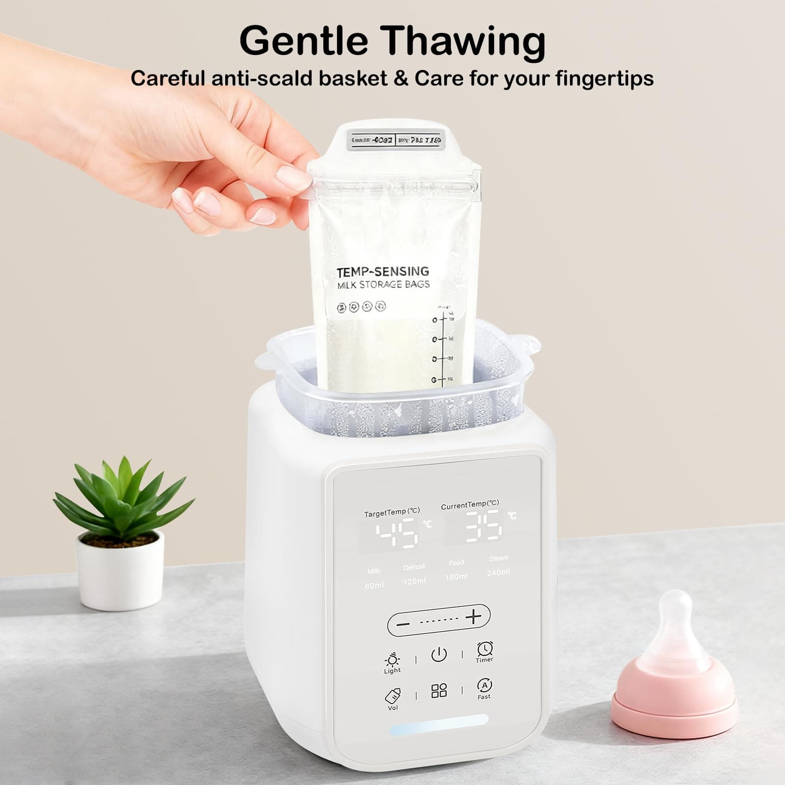 Baby Bottle Warmer, 5-in-1 Bottle Warmer for Breastmilk, Formula Milk Warmer, Baby Food Heater with Smart Accurate Temperature Control, Automatic Shut-Off Baby Water Warmer, White thumbnail 4