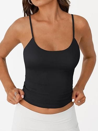 Trendy Queen Womens Summer Tank Tops Double Lined Going Out Teen Girls Y2k Sleeveless Backless 2025 Workout Cami Adjustable - Black - Small thumbnail 2