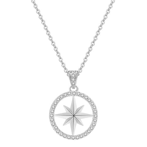 X9H8N9 SKZ Compass Necklace Pendant Jewelry Stray Inspired Merch Cubic Zirconia 18K Gold Plated for Stay Fans Gifts - Image 1