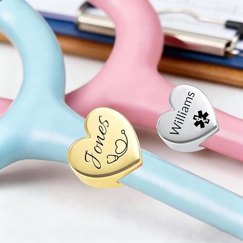 UHOT Personalized Stethoscope Name Tag - Stethoscope Charms Nurse Accessories for Work, Nurses Week Graduation Gift Nurse Doctor Medical Professional (Heart-Shaped) thumbnail 3