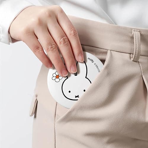 Miffy Handheld LED Makeup Mirror, Foldable 2-Side 1x/10x Magnification,Pocket Small Lighted Mirror for Travel, Rabbit Shape (Pure White) thumbnail 5