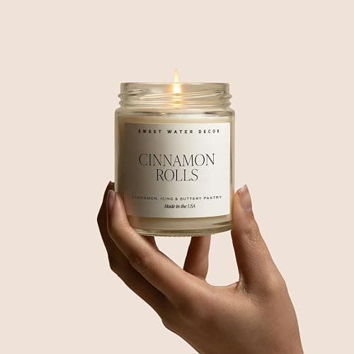 Sweet Water Decor Cinnamon Roll Candle - Fall Scented with Cinnamon, Icing and Buttery Pastry for Home - Autumn Soy Candle with 40 Hours Burn Time - 9Oz Gold Lid Clear Jar Cozy Scents thumbnail 4