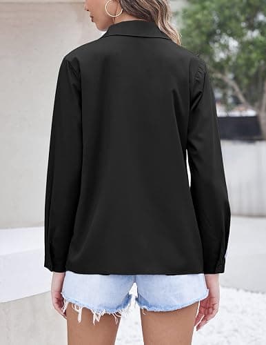 HOTOUCH Women Chiffon Button Down Shirts Long Sleeve Office Blouses Casual Business Work Tops Collared Shirt S-XXL thumbnail 5