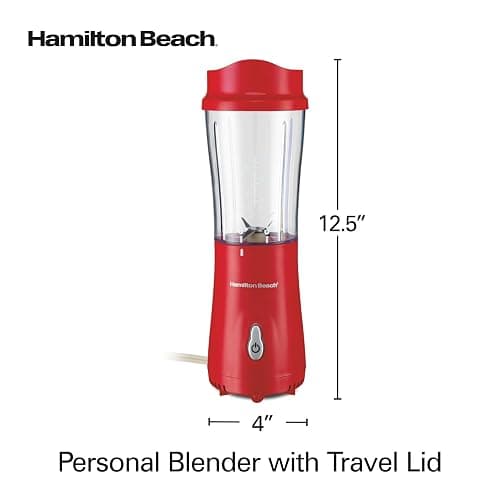 Hamilton Beach Portable Blender for Shakes and Smoothies, 14 Oz BPA Free Travel Cup & Lid, Durable Stainless Steel Blades, Personal Smoothie Blender, Red (51101RV) thumbnail 3