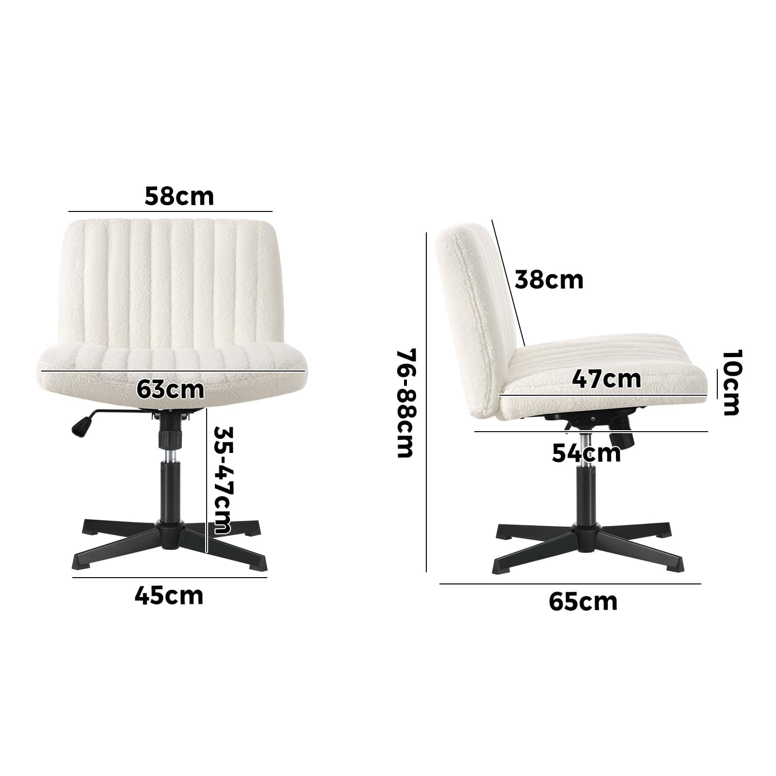 Oikiture Home Office Chair with Sherpa Fabric and Wider Seat White Cross Legged Office Chair thumbnail 2