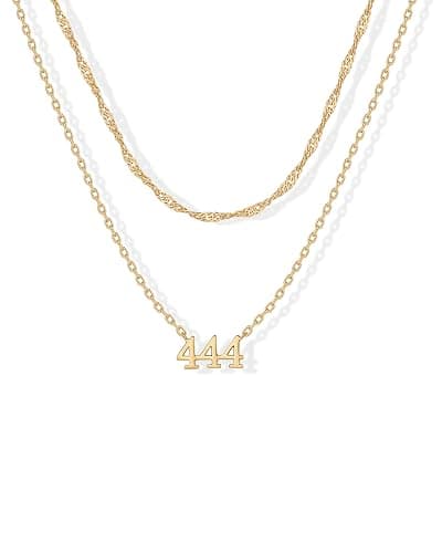 PAVOI 14K Gold Plated Angel Number Pendant Layering Necklace for Women | 999 Lucky Numerology Singapore Chain Necklace - Image 1