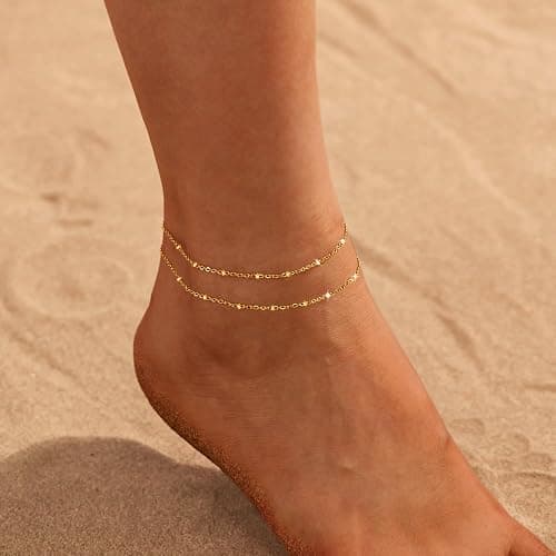 Nanafast Ankle Bracelets for Women, 14k Gold Plated Ankle Bracelet for Women, Waterproof Dainty Anklets, Adjustable Beach Jewelry thumbnail 4