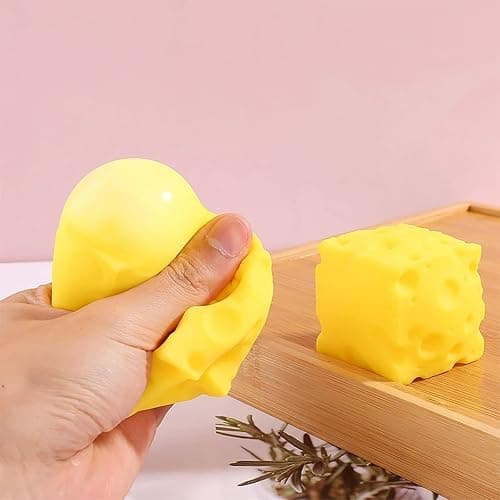 Cheese Squishy, Various Shapes Big Brain Cheese Stress Ball Realistic Design, Anxiety Relief Fidget Toy Sensory Toys For Adults & Kids (C(5cm)) thumbnail 2