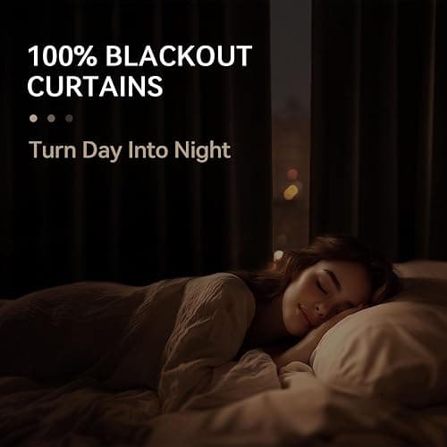 Linen Textured Total Blackout Curtains for Bedroom 72 Inches Long, Oatmeal | 100% Blackout Shield, Back Tab/Rod Pocket Living Room Drapes, Thermal Insulated Blackout Curtains 2 Panels Set, 42"W x 72"L thumbnail 3
