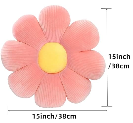 FSRONGXI 2pcs Daisy Flower Throw Pillows, Cute Aesthetic Preppy Room Decor Decorative Pillow Floor Cushions for Girls Bedroom Bed Sofa Chair Couch(Pink & White, 38x38cm) thumbnail 2