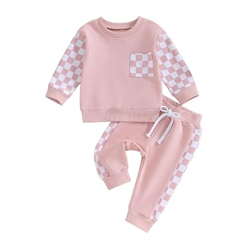 BeQeuewll Baby Girl Easter Outfit Happy Easter Sweatshirt Jogger Pants Infant Toddler Girls Pink Outfits Set - Image 1