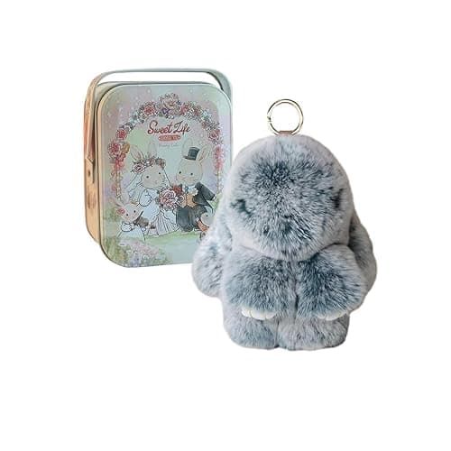 RWSEFK Bunnylulu Keychain with Box, Bunnylulu Keychain with Tin, Bunnylulu Cute Plush Key chain - Image 1