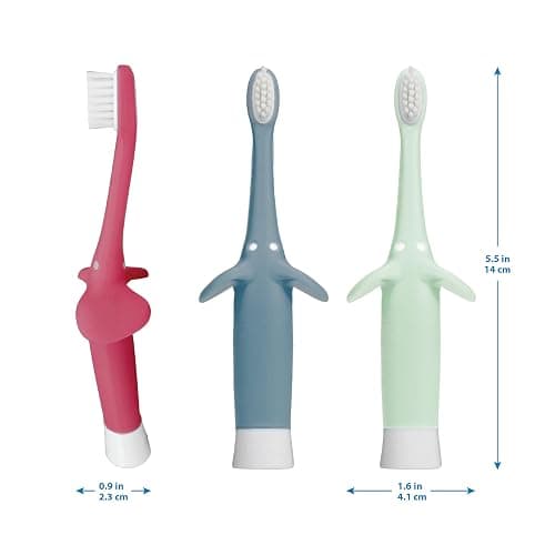 Dr. Brown's Infant-to-Toddler Toothbrush, Elephant, Mint, 0-3 Years thumbnail 3