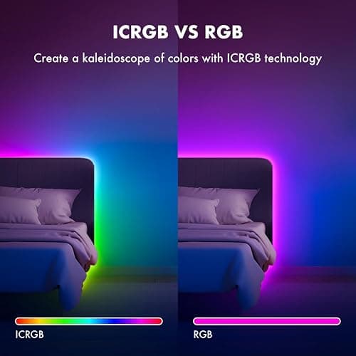 ATHONO 100 ft(2 Rolls of 50ft) IC+RGB,Led Lights for Bedroom,Music Sync Color Changing,Led Strip Lights,with Remote App Control Led Strip,Led Lights for Room Home Kitchen Decor Party thumbnail 4
