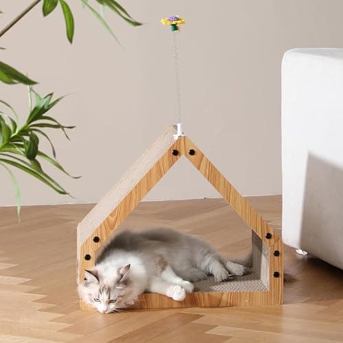 FUKUMARU Cat Scratcher House, Cozy Cardboard Design, Safe and Secure for Kittens, Eco-Friendly, 16.14 in Bevelled Surface, Maximum Load Capacity 22 Lbs thumbnail 7