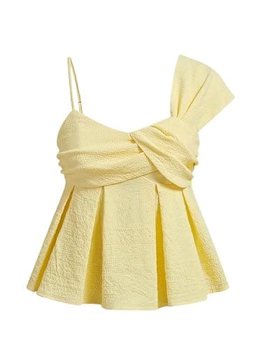 SOLY HUX Women's Summer Tops Asymmetrical Straps Ruffle Sleeveless Babydoll Top Summer Going Out Cami Top - Image 1