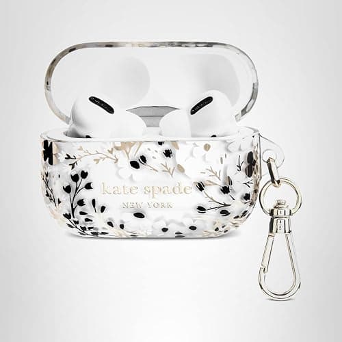 kate spade new york AirPods Pro Protective Case with Keychain Ring - Multi Floral Black and White, Compatible with AirPods Pro 2nd / 1st Generation thumbnail 8