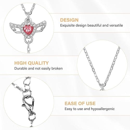 9 Pcs Y2K Necklace Set for Women, Goth Grunge Jewelry with Gothic Cross, Fairy Angel, Heart Wings, Butterfly, Pink Rhinestone Pendant and Choker, Premium Gifts for Friends Family on Birthday Holiday thumbnail 3
