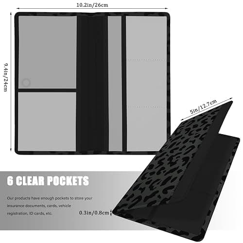 Kakurookie Car Registration and Insurance Holder, with Magnetic Closure for License, Cards and Documents, All Vehicle Needs and Car Accessories (Leopard-Black) thumbnail 3