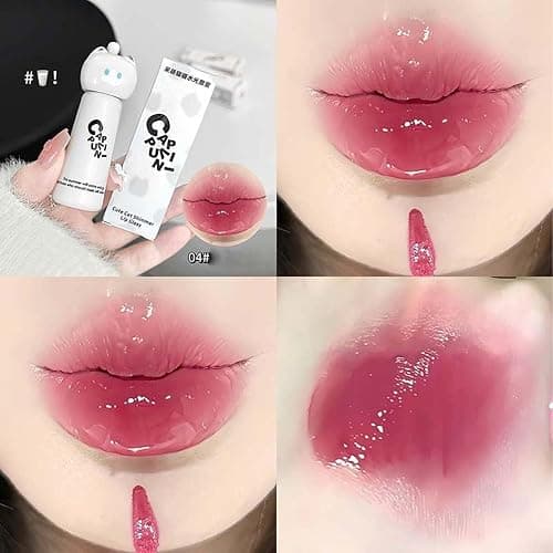Pakivs Cute Cat Jelly Lip Gloss Korean Lip Glaze Set for Women,4Pcs | Hydrating Lipgloss,Plumping Lipgloss ,Long Lasting Waterproof , Non-Sticky,Moisturizing Lip Stain,Glossy Finish Lip Tint thumbnail 5
