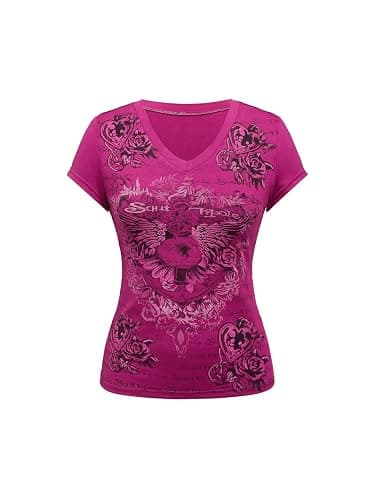 SOLY HUX Women's Graphic Tees V Neck Short Sleeve Summer T Shirt - Image 1