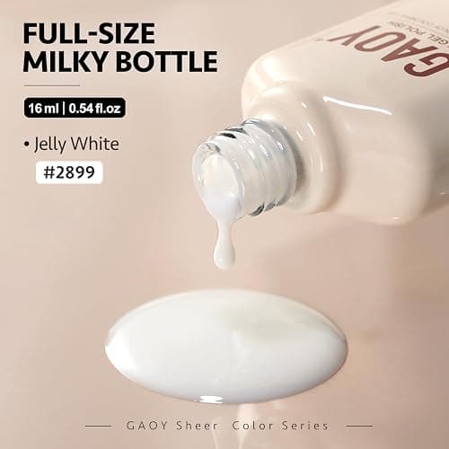 GAOY Jelly Gel Nail Polish, 16ml Sheer Translucent Soak Off Gel Polish, UV Light Cure for Nail Art DIY, 2899 Jelly White thumbnail 6