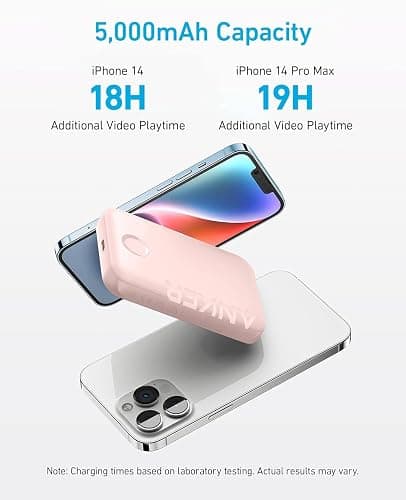 Anker 321 MagGo Battery (PowerCore Magnetic 5K), 5,000mAh Magnetic Wireless Portable Charger, Compatible with iPhone 15/15 Plus/15 Pro/15 Pro Max, iPhone 14/13/12 Series（Pink） thumbnail 2