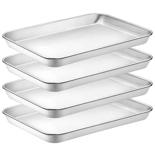 Quarter Sheet Pan Set of 4, CEKEE Stainless Steel Baking Sheet & Cookie Sheets for Baking, Baking Sheet Pan Oven Tray, Heavy Duty & Easy Clean Baking Pans Set - Size 12 x 10 x 0.98 Inch - Image 1