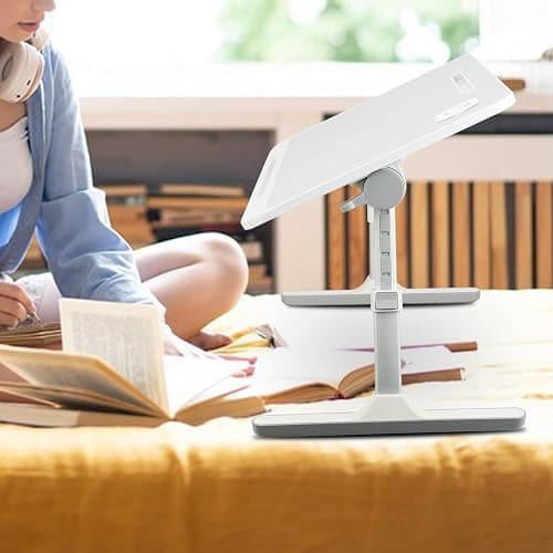 qorkhogr Bureau de lit pour ordinateur portable pour lit, angle de hauteur réglable, bureau portable léger avec pieds pliables, table pliable pour canapé, gris thumbnail 2