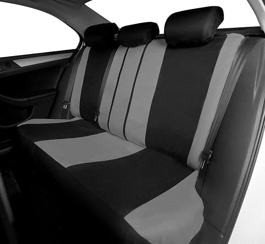 Susy Shop Ensemble de housses de sièges de voiture universelles avec dossier arrière et 2 fermetures éclair, housses de sièges de voiture compatibles avec airbag (Noir/Bleu foncé) thumbnail 6