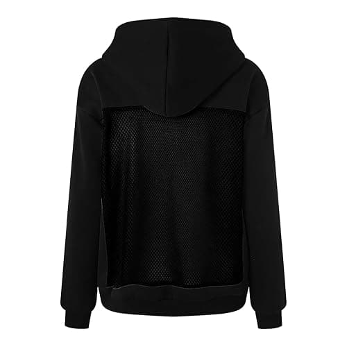Womens Backless Mesh Hoodie Oversized Hollow Casual Long Sleeve Y2K Sweatshirt Streetwear Trendy Casual Loose Long Sleeve Crewneck Pullover Comfy Fall Cloth Ladies thumbnail 4