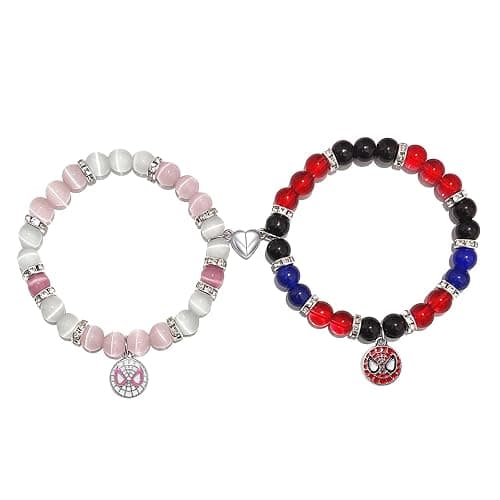 Korotho Matching Spider Bracelets for Couples Best Friend, Christmas Matching Heart Charm Bracelets Gifts for Couples Friends Spider Friendship Jewelry to Sister Bestie Long Distance Gift for Bf Gf - Image 1