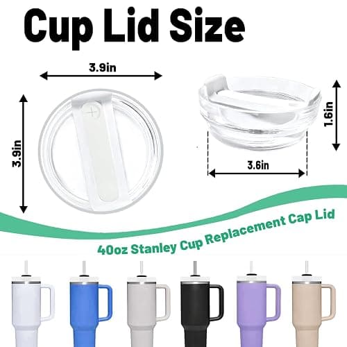 Fabenyok 40 OZ Tumbler Lid Replacement Fit for Stanley Cup, 2 Pack Clear Replacement Lids Fit for Stanley Travel Tumbler, Spill Proof Tumbler Covers for Stanley Cup Accessories (Clear - White) - Clear - White thumbnail 3