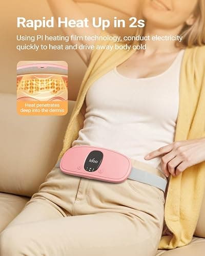 iDOO Heating Pad for Period Cramps, FSA Eligible Items, Christmas Gifts for Women Girls, Portable Heating Pad, Cordless Back Belly Heat Pad for Menstrual Cramps Relief, Period Heating Belt, Pink thumbnail 2