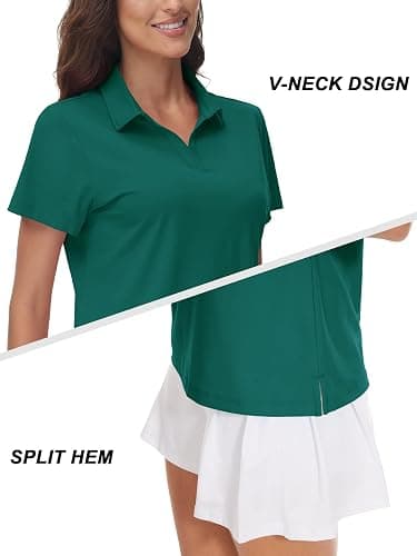 TACVASEN Women's V-Neck Polo Shirts UPF 50+ Short Sleeve Sun Protection Quick Dry Golf Polos Collared Shirt thumbnail 4