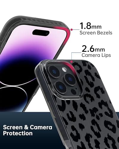 SCORPIFY for iPhone 16 Pro Case [Compatible with MagSafe] with Matte Black Leopard Cheetah Print Design, Cute Magnetic Phone Cover for Women Girls and Men, Slim Bumper with Stylish Pattern thumbnail 5