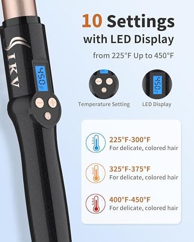 1 Inch Curling Wand Long Barrel, Dual Voltage Hair Curling Iron Wand Ceramic for Long Hair,10 Adjustable Temp thumbnail 5