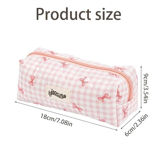 SSKHE Pink Bow Pencil Case with Cute Bow Keychain, Cute Large Capacity Pencil Pouch with Bow Pendant, Aesthetic Makeup Cosmetic Bag Toiletry Bag, Multifunctional Stationery Bag for Girls Teens Women thumbnail 3